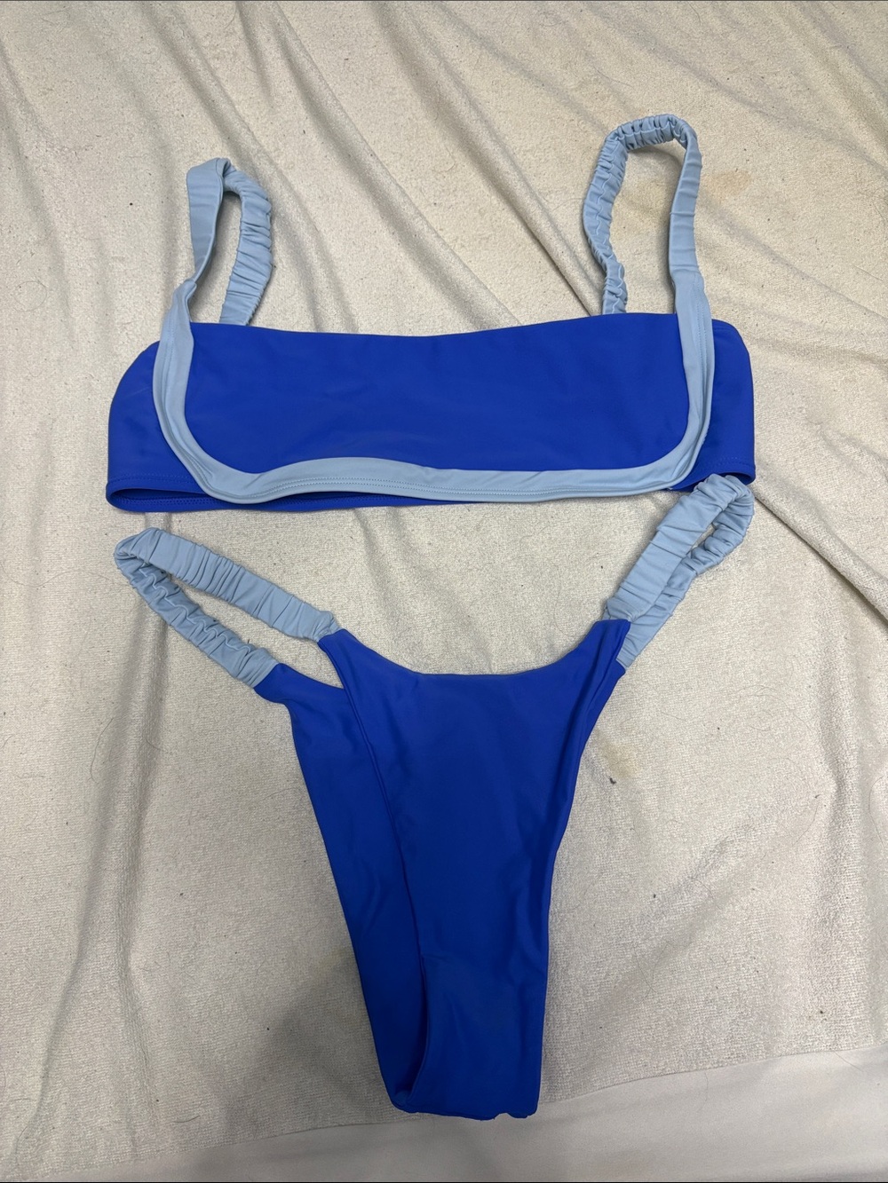 Strawberry Milk Mob Royal Blue Bikini with Light Blue Trim